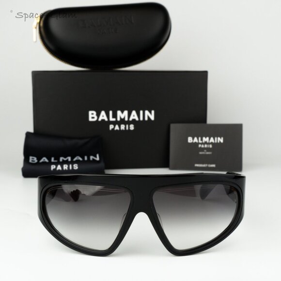 Balmain Women Sunglasses Black Grey Grad Wraparound B-ESCAPE BPS-143A-62 NEW - Picture 3 of 13